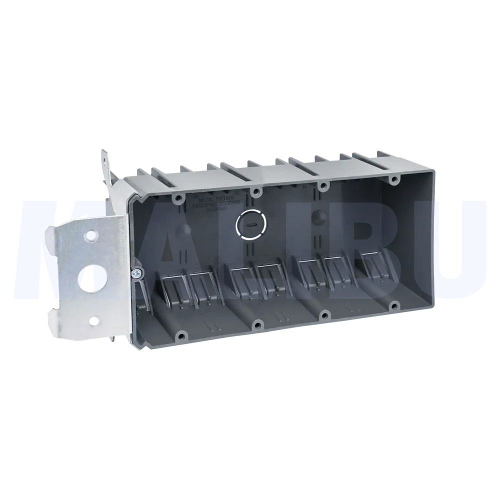 Malibu P4GADJ-V Non-Metallic Four-Gang Adjustable Vertical Wall Box - New Work, 68 Cubic