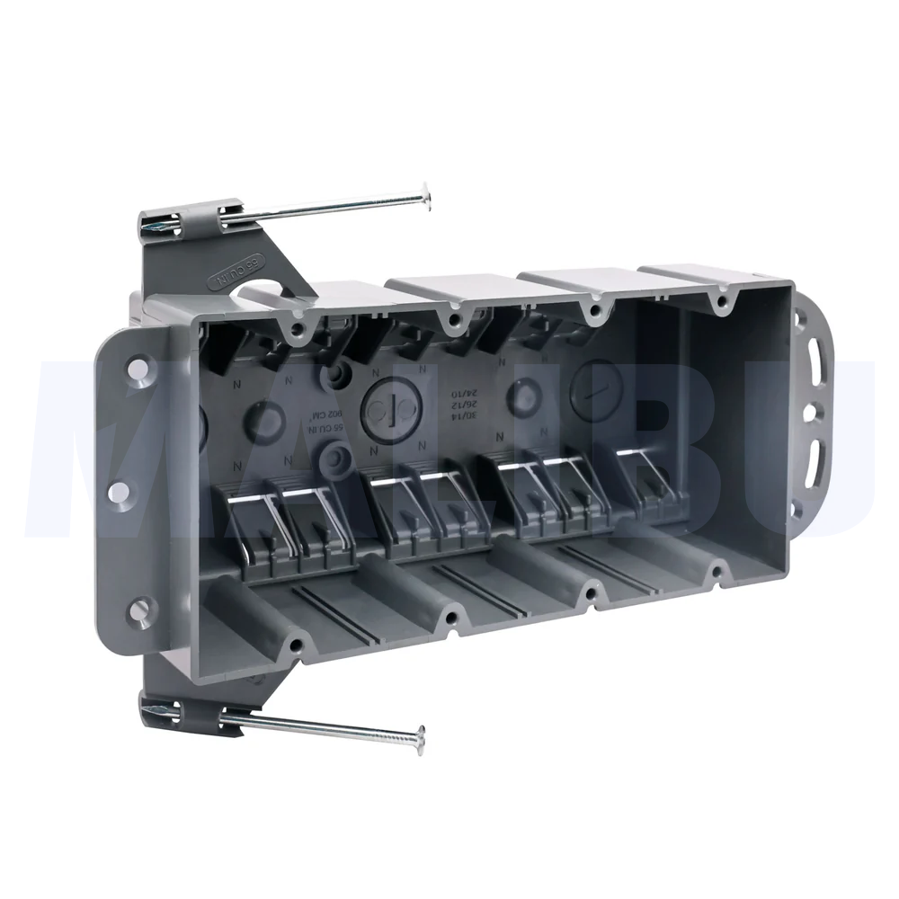 Malibu P4GN Non-Metallic Four-Gang Outlet Box - New Work, 55 Cubic
