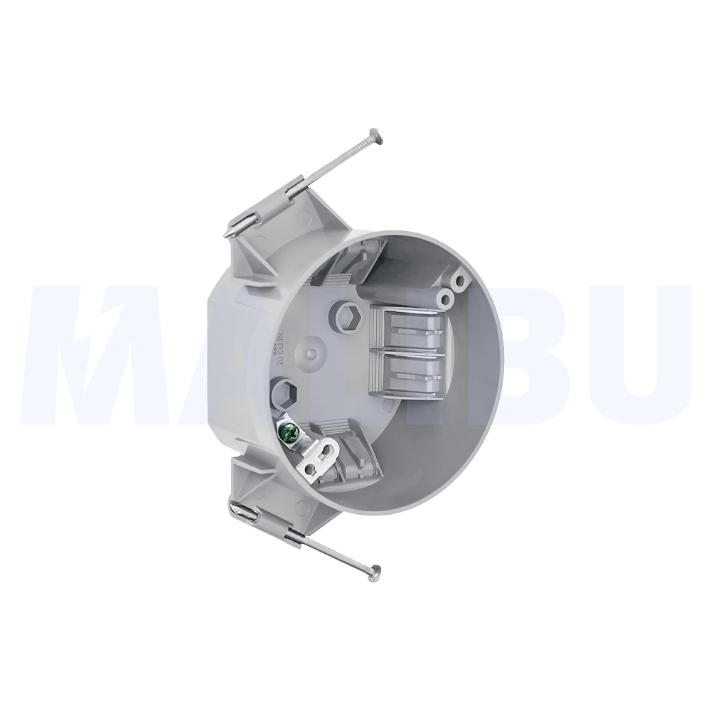 Malibu P3RN-G Non-Metallic Three-Inch Round Ceiling Box with Ground - New Work, 18 Cubic
