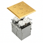 Malibu MapleBox™ RFB-2 Two-Gang Recessed Floor Box with 20-Amp Duplex Receptacle – Brass & Stainless Steel Options