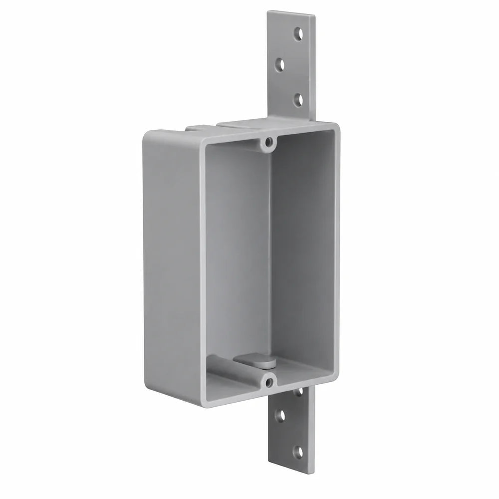 Malibu MapleBox™ P1GSB-8 Non-Metallic One-Gang Shallow Outlet Box with Side Bracket – New Work, 8 Cubic