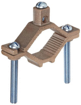 Malibu Knecht™ Bronze Bare Ground Clamp with Steel Screw – 1/2"–1" Pipe, #10–#2 AWG