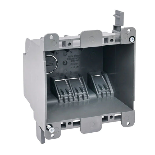 Malibu P2GT Non-Metallic Two-Gang Outlet Box - Old Work, 25 Cubic