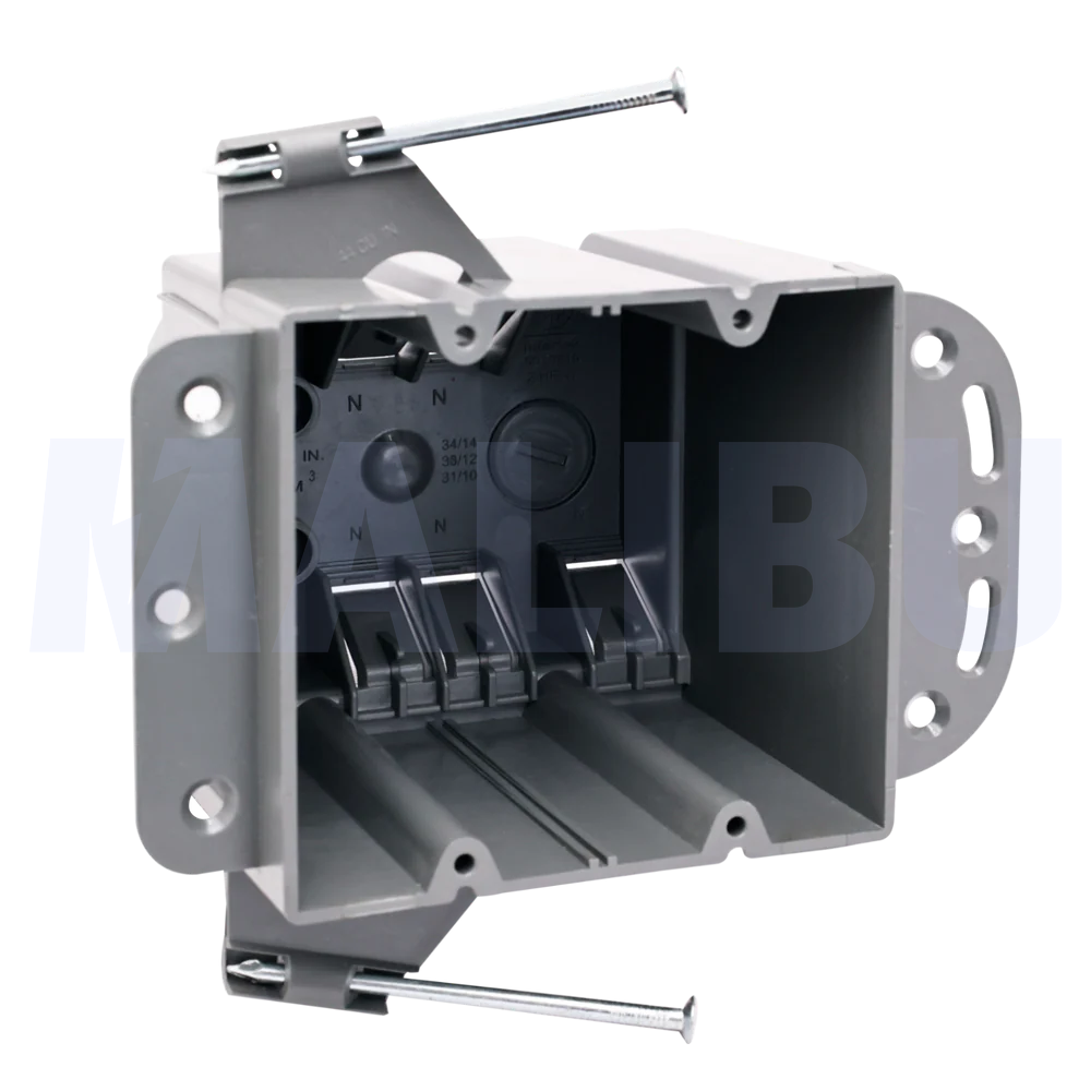 Malibu P2GN-44 Non-Metallic Two-Gang Outlet Box - New Work, 44 Cubic