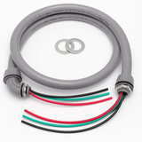 Malibu PowerSeal™ NMW Power Whip Assembly Kit – 1/2" & 3/4" x 4ft/6ft Non-Metallic Liquid Tight, 10 Gauge Wire, Flexible Electrical Conduit with Straight & 90° Fittings