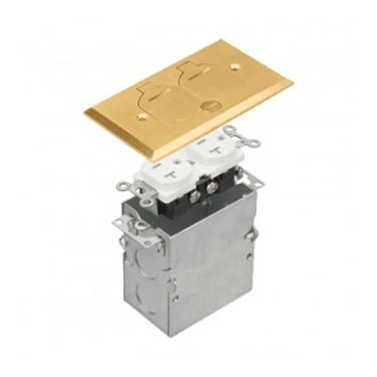 One - Gang Recessed Floor Box with Duplex Receptacle – Brass & Stainless Steel Options - Malibu