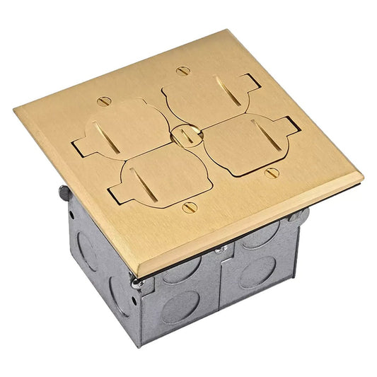 Two - Gang Recessed Floor Box with Duplex Receptacle – Brass & Stainless Steel Options - Malibu