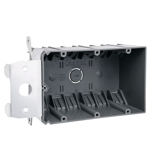 Non-Metallic Three-Gang Adjustable Vertical Wall Box - New Work, 49 Cubic - Malibu